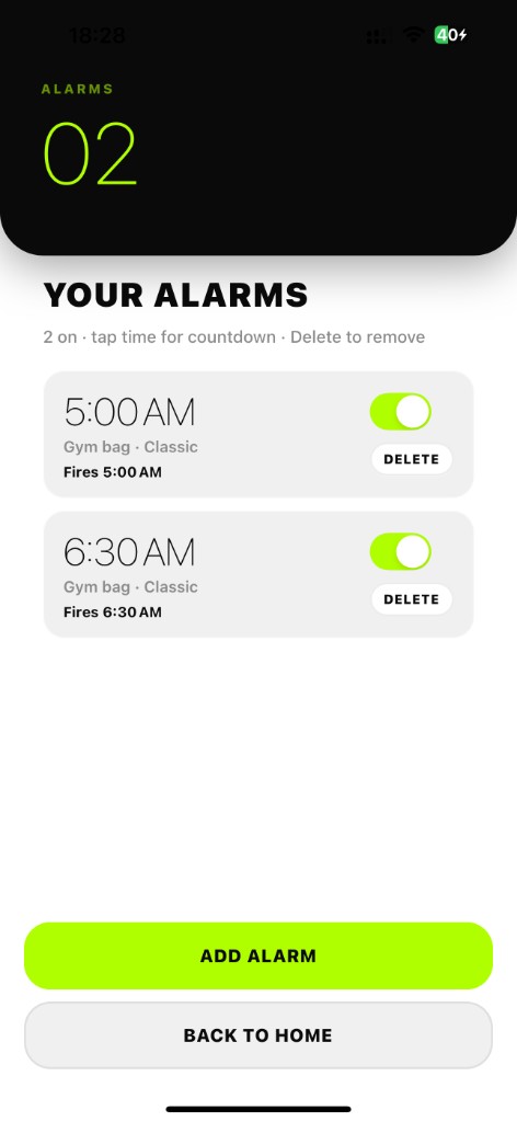 meome Alarms on iPhone