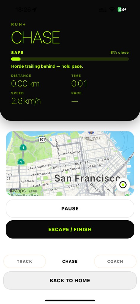 meome Run+ · Chase on iPhone