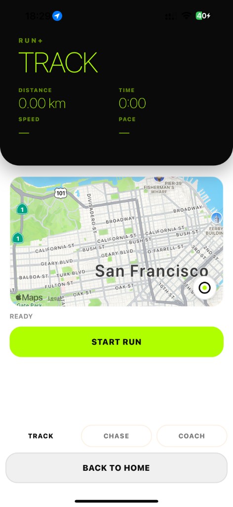 meome Run+ · Track on iPhone